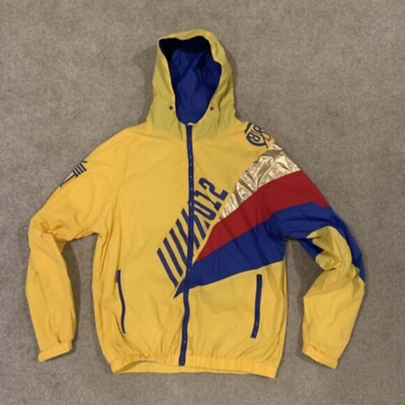 ( 2-piece) 8IGHTH DSTRKT Mens L Hooded Windbreaker Metallic Jacket Hoodie Yellow - Picture 1 of 6